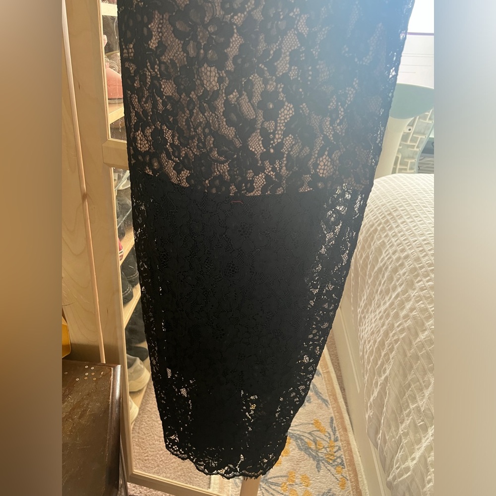 Self Portrait Black Lace Rhinestone Embellished Shoulder Strap Long Dress NWOT - Picture 8 of 14